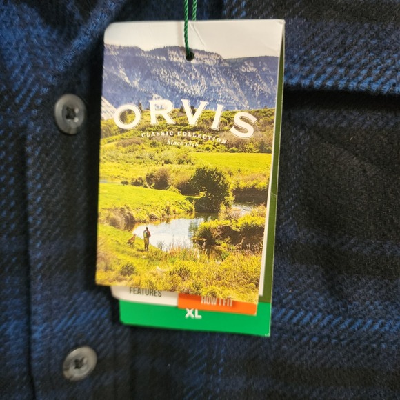 Orvis Classic Collection Men's XL Flannel Shirt Blue Plaid New with Tags - Picture 3 of 7